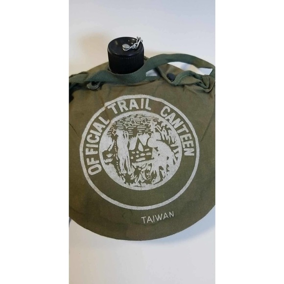 Vintage Boy Scout Official Trail Canteen With Cloth Cover & Strap Aluminum - Picture 2 of 5